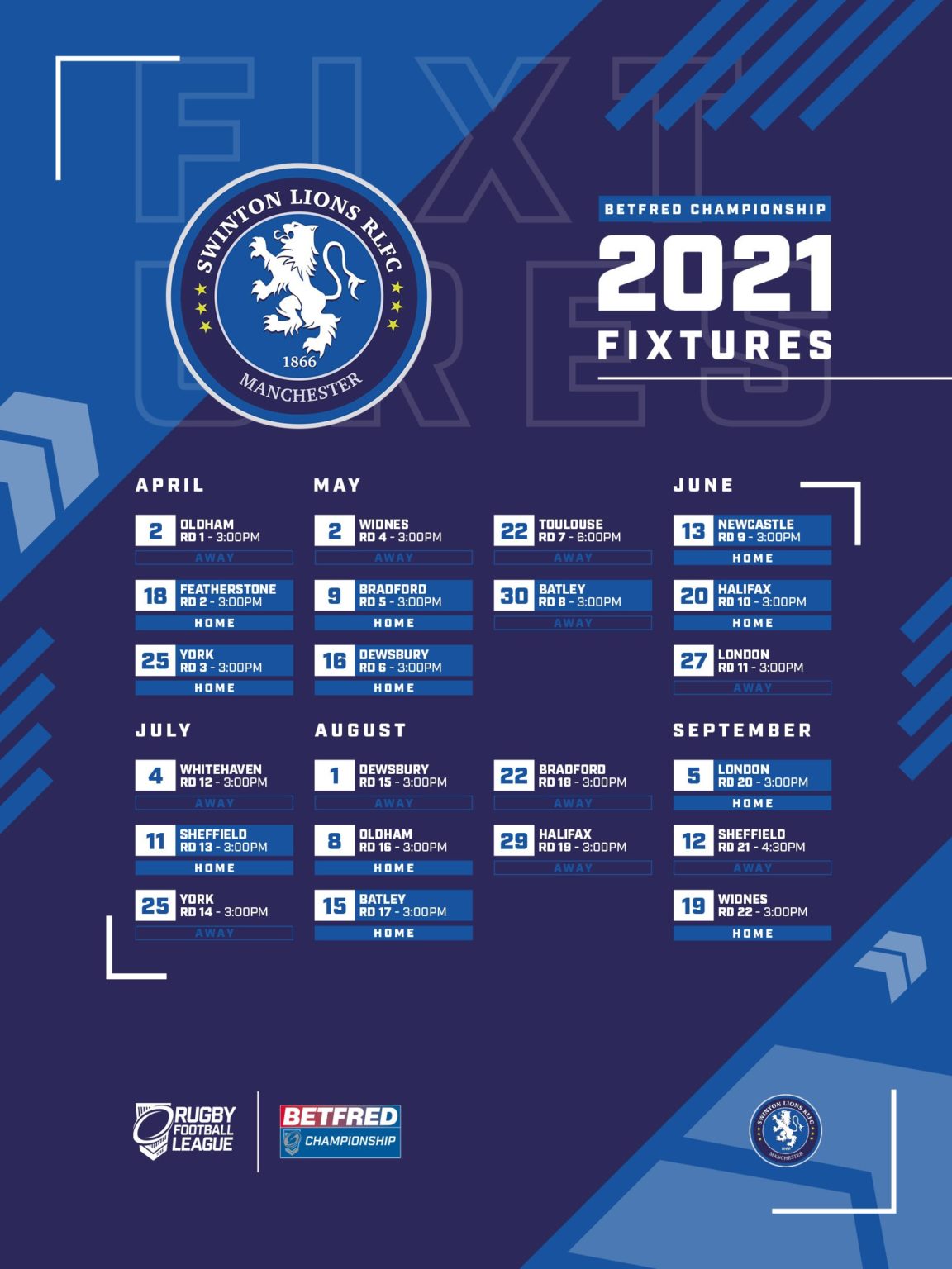 2021 BetFred Championship Fixtures Announced ! — Swinton Lions RLFC