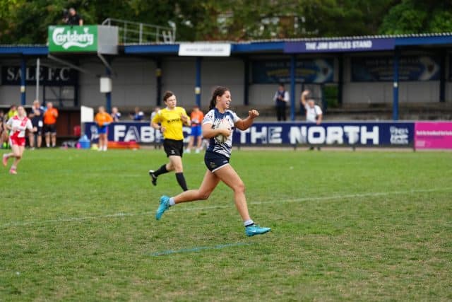 Grace Pritchard heads for the line